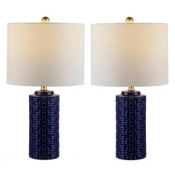 Artef 24 in. Navy Blue Table Lamp with White Shade (Set of 2) by Safavieh 13 Artef 24 in. Navy Blue Table Lamp with White Shade (Set of 2) by Safavieh -Safavieh Sales navy blue safavieh table lamps tbl4338b set2 31 1000