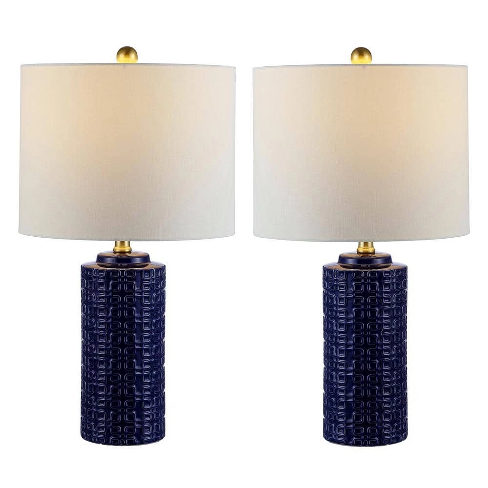 Artef 24 in. Navy Blue Table Lamp with White Shade (Set of 2) by Safavieh 7 Artef 24 in. Navy Blue Table Lamp with White Shade (Set of 2) by Safavieh - Image 7