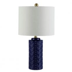 Artef 24 in. Navy Blue Table Lamp with White Shade (Set of 2) by Safavieh 12 Artef 24 in. Navy Blue Table Lamp with White Shade (Set of 2) by Safavieh -Safavieh Sales navy blue safavieh table lamps tbl4338b set2 44 1000