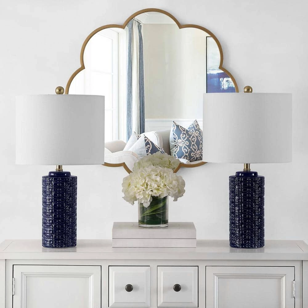 Artef 24 in. Navy Blue Table Lamp with White Shade (Set of 2) by Safavieh 2 Artef 24 in. Navy Blue Table Lamp with White Shade (Set of 2) by Safavieh - Image 2