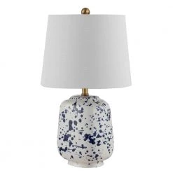 Greyon 23 in. Navy Blue Table Lamp with White Shade by Safavieh