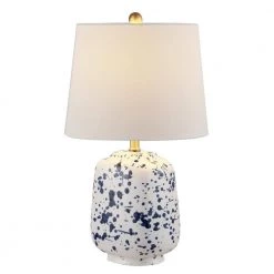 Greyon 23 in. Navy Blue Table Lamp with White Shade by Safavieh -Safavieh Sales navy blue safavieh table lamps tbl4341a c3 1000