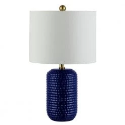 Jace 22 in. Navy Blue Table Lamp with White Shade (Set of 2) by Safavieh -Safavieh Sales navy blue safavieh table lamps tbl4342a set2 44 1000