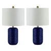 Jace 22 in. Navy Blue Table Lamp with White Shade (Set of 2) by Safavieh