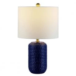 Jace 22 in. Navy Blue Table Lamp with White Shade (Set of 2) by Safavieh -Safavieh Sales navy blue safavieh table lamps tbl4342a set2 fa 1000