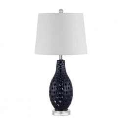 Harlem 25 in. Navy Table Lamp with White Shade by Safavieh