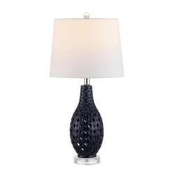 Harlem 25 in. Navy Table Lamp with White Shade by Safavieh -Safavieh Sales navy safavieh table lamps tbl4250c c3 1000