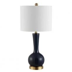 Gaetna 27 in. Navy Table Lamp with White Shade by Safavieh