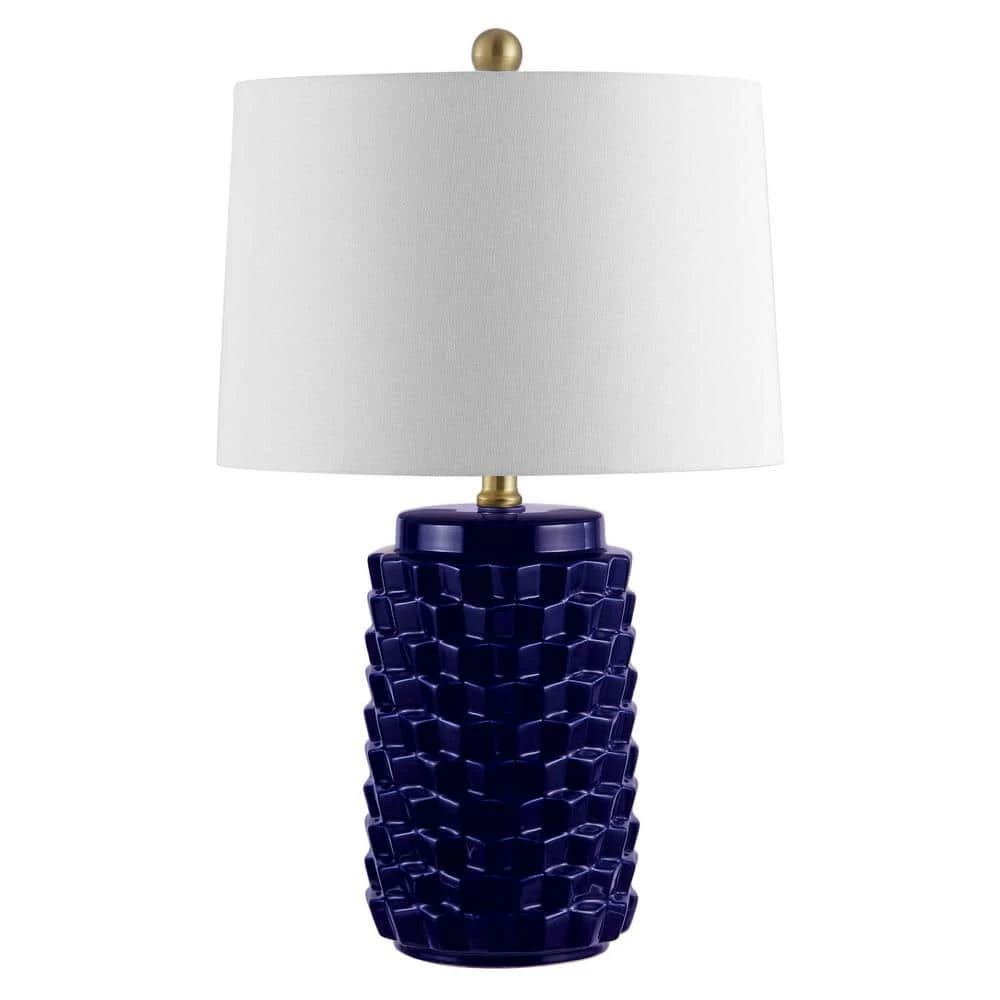 Weldon 22.5 in. Navy Table Lamp with White Shade by Safavieh 1 Weldon 22.5 in. Navy Table Lamp with White Shade by Safavieh