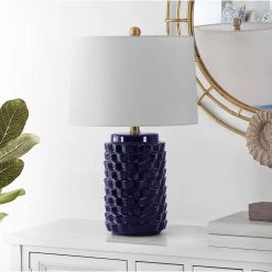 Weldon 22.5 in. Navy Table Lamp with White Shade by Safavieh 5 Weldon 22.5 in. Navy Table Lamp with White Shade by Safavieh -Safavieh Sales navy safavieh table lamps tbl4275a e1 1000