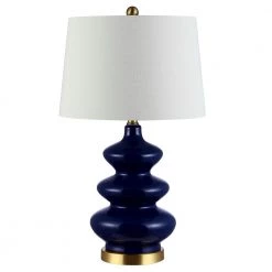 Brielle 27.5 in. Navy Table Lamp with White Shade by Safavieh