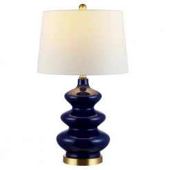 Brielle 27.5 in. Navy Table Lamp with White Shade by Safavieh -Safavieh Sales navy safavieh table lamps tbl4282b c3 1000