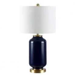 Amaia 26 in. Navy Table Lamp with White Shade by Safavieh