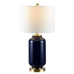 Amaia 26 in. Navy Table Lamp with White Shade by Safavieh -Safavieh Sales navy safavieh table lamps tbl4285a c3 1000