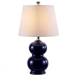 Everlee 22 in. Navy Table Lamp with White Shade by Safavieh -Safavieh Sales navy safavieh table lamps tbl4286a c3 1000
