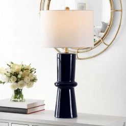 Ellaria 31 in. Navy Table Lamp with White Shade (Set of 2) by Safavieh 12 Ellaria 31 in. Navy Table Lamp with White Shade (Set of 2) by Safavieh -Safavieh Sales navy safavieh table lamps tbl4300a set2 1f 1000