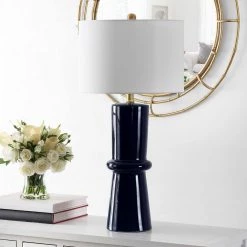Ellaria 31 in. Navy Table Lamp with White Shade (Set of 2) by Safavieh 11 Ellaria 31 in. Navy Table Lamp with White Shade (Set of 2) by Safavieh -Safavieh Sales navy safavieh table lamps tbl4300a set2 4f 1000