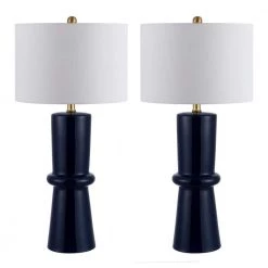 Ellaria 31 in. Navy Table Lamp with White Shade (Set of 2) by Safavieh