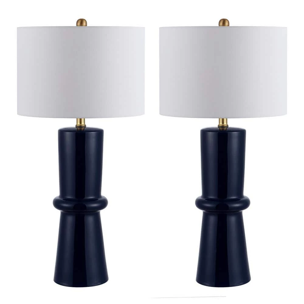 Ellaria 31 in. Navy Table Lamp with White Shade (Set of 2) by Safavieh 1 Ellaria 31 in. Navy Table Lamp with White Shade (Set of 2) by Safavieh