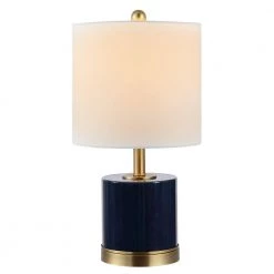 Jayce 20.5 in. Navy Table Lamp with White Shade (Set of 2) by Safavieh -Safavieh Sales navy safavieh table lamps tbl4309a set2 1f 1000