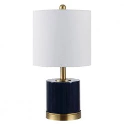 Jayce 20.5 in. Navy Table Lamp with White Shade (Set of 2) by Safavieh -Safavieh Sales navy safavieh table lamps tbl4309a set2 44 1000