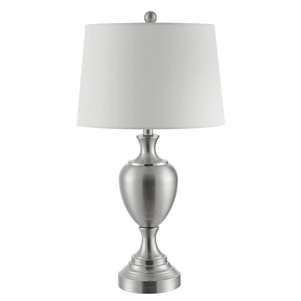 Poppy 28 in. Nickel Table Lamp with White Shade by Safavieh 1 Poppy 28 in. Nickel Table Lamp with White Shade by Safavieh