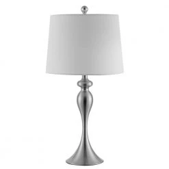 Bayan 28 in. Nickel Table Lamp with White Shade by Safavieh