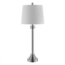 Baxter 30 in. Nickel Table Lamp with White Shade by Safavieh