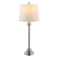 Baxter 30 in. Nickel Table Lamp with White Shade by Safavieh 6 Baxter 30 in. Nickel Table Lamp with White Shade by Safavieh -Safavieh Sales nickel safavieh table lamps tbl4262a c3 1000