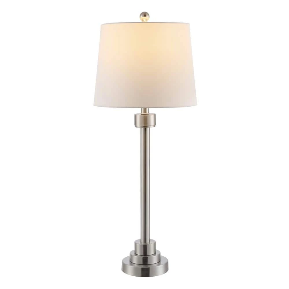 Baxter 30 in. Nickel Table Lamp with White Shade by Safavieh 3 Baxter 30 in. Nickel Table Lamp with White Shade by Safavieh - Image 3