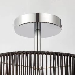 3-Light Polished Chrome Semi-Flush Mount Ceiling Light with Black Rattan Shade by Kawoti -Safavieh Sales polished chrome kawoti flush mount lights 21095 1f 1000