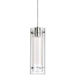 Nella 1-Light Polished Chrome Pendant with White Fabric Sleeve by Radionic Hi Tech