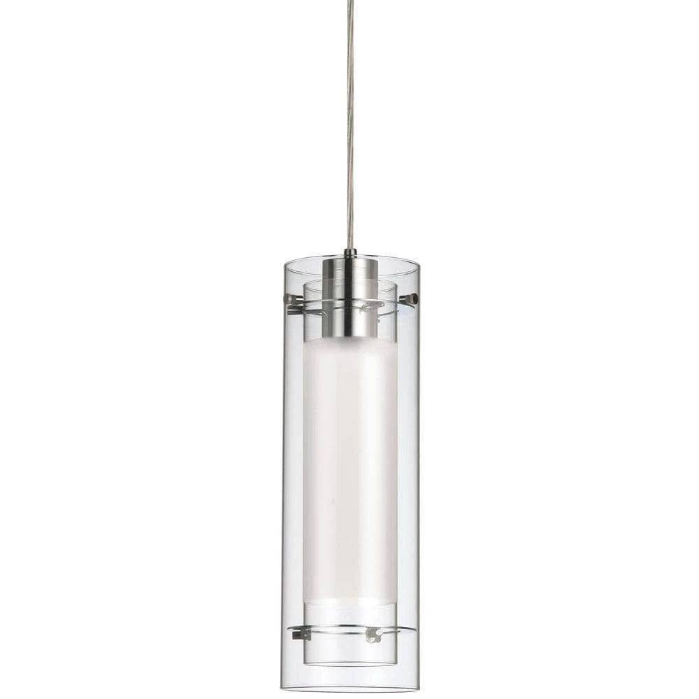 Nella 1-Light Polished Chrome Pendant with White Fabric Sleeve by Radionic Hi Tech 1 Nella 1-Light Polished Chrome Pendant with White Fabric Sleeve by Radionic Hi Tech