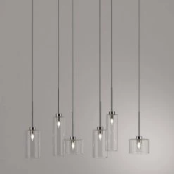 Industrial Chic 6-Light Polished Chrome Horizontal Pendant by Radionic Hi Tech -Safavieh Sales polished chrome radionic hi tech pendant lights ic 286p pc 40 1000