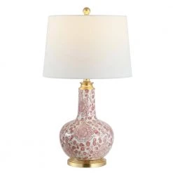 Leia 25.5 in. Red Table Lamp with White Shade by Safavieh -Safavieh Sales red safavieh table lamps tbl4297a c3 1000