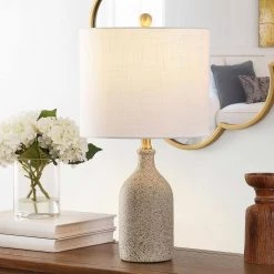 Gunnar 23 in. Sandy Table Lamp with White Shade by Safavieh -Safavieh Sales sandy safavieh table lamps tbl4307a 31 1000