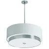 Larkin 4-Light Satin Chrome Large Pendant with White Linen Drum Shade by Radionic Hi Tech