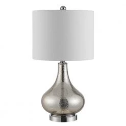 Brooks 24 in. Silver Table Lamp with White Shade by Safavieh