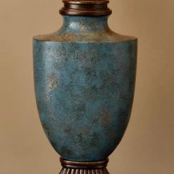 27.5 in. Mermaid Teal Green Table Lamp with Bell Fabric Shade by Kawoti -Safavieh Sales teal green kawoti table lamps 21116 44 1000