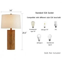 25 in. Cylinder Polyresin Table Lamp in Walnut Wood Finish by Kawoti -Safavieh Sales walnut wood kawoti table lamps 21092 76 1000