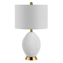 Kimli 24.5 in. White/Gold Table Lamp with White Shade by Safavieh
