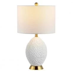 Kimli 24.5 in. White/Gold Table Lamp with White Shade by Safavieh -Safavieh Sales white gold safavieh table lamps tbl4430a c3 1000