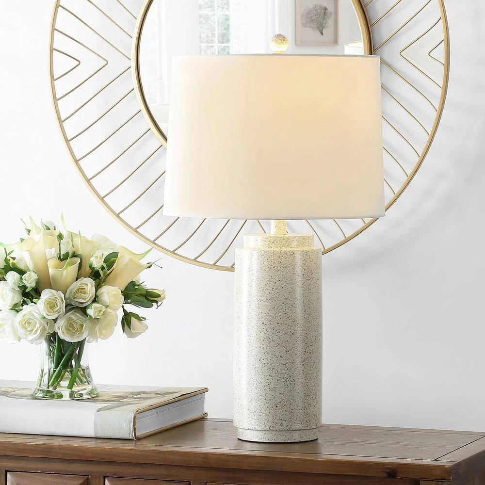 Silla 25.5 in. White/Gray Table Lamp with White Shade by Safavieh 4 Silla 25.5 in. White/Gray Table Lamp with White Shade by Safavieh - Image 4