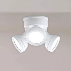 TGS 3000 Lumen Selectable White Outdoor Integrated LED Flood Light w/Round Triple Head, 4000K by HALO -Safavieh Sales white halo flood lights tgs3s403frrw a0 1000