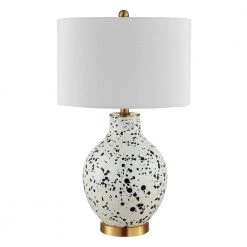 Krew 26. 5 in. White/Navy Blue Table Lamp with White Shade by Safavieh
