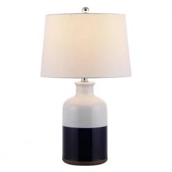 Dani 25.5 in. White/Navy Table Lamp with White Shade by Safavieh -Safavieh Sales white navy safavieh table lamps tbl4304a c3 1000
