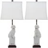 Foo 28 in. White Dog Table Lamp with White Shade (Set of 2) by Safavieh
