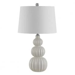 Corina 25.5 in. White Table Lamp with White Shade by Safavieh