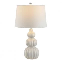 Corina 25.5 in. White Table Lamp with White Shade by Safavieh -Safavieh Sales white safavieh table lamps tbl4277b c3 1000