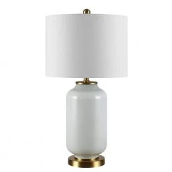 Amaia 26 in. White Table Lamp with White Shade by Safavieh